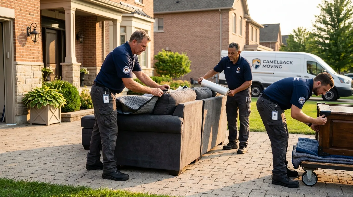 Large estate moving crew wrapping furniture in Pierce, NE